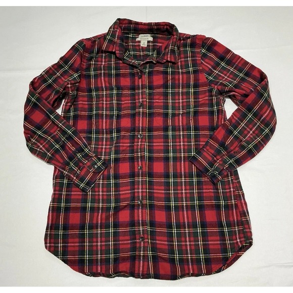 L.L. Bean Other - LL Bean Flannel Shirt Mens Medium Red Tartan Plaid 100% Cotton Holiday Winter